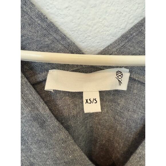 Oversized Linen Blend Gray Poncho V Neck XS/S - Picture 3 of 8